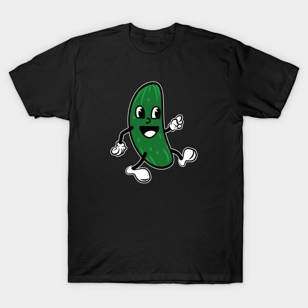 Funny Cartoon Cucumber T-Shirt by Foxxy Merch